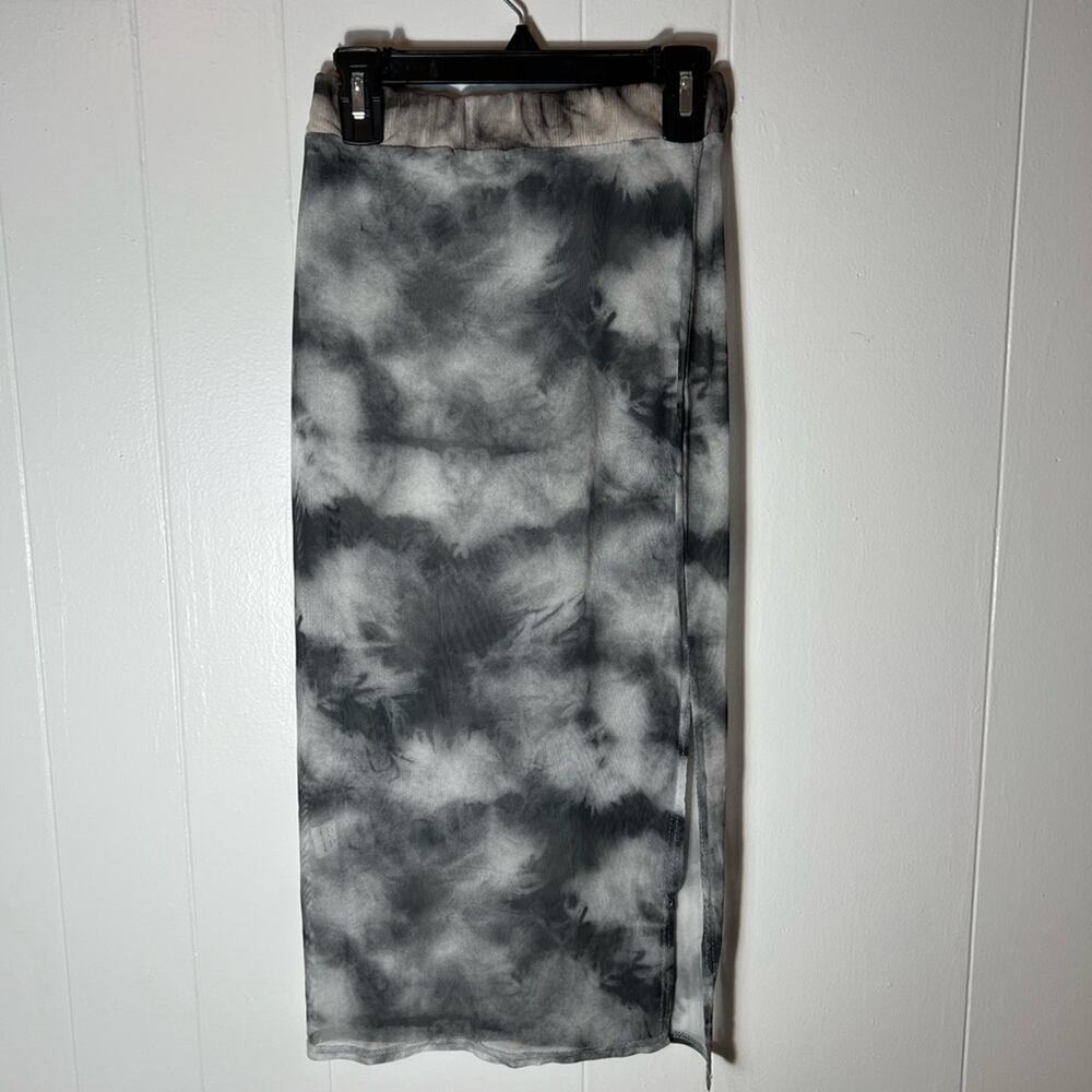 Prettylittlething batik tie dye satin sheer skirt size 2